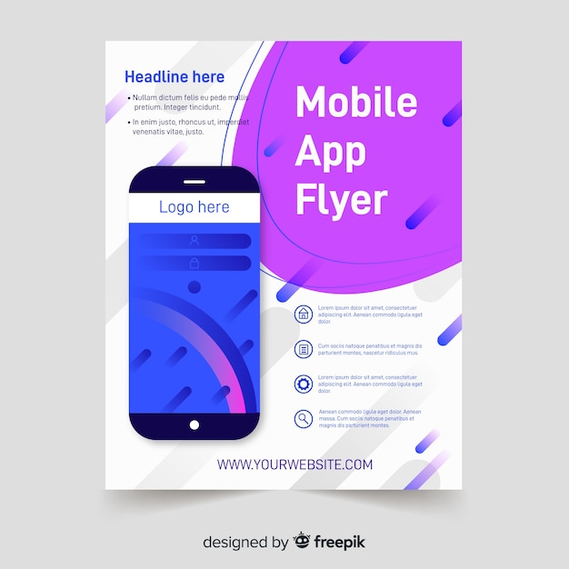 Vector mobile app flyer template