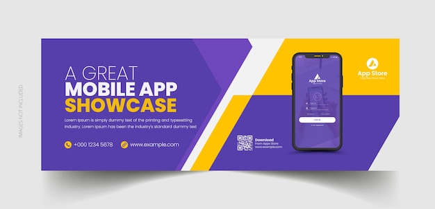 Mobile app promotion social media facebook cover template