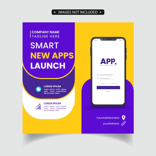 mobile app promotion social media post and web banner template