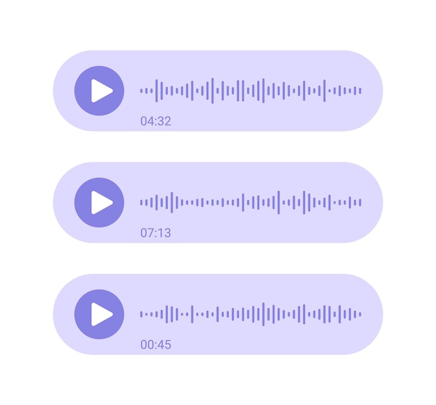 Mobile app sound wave Message voice record Social network speech audio Spectrum noise and play button