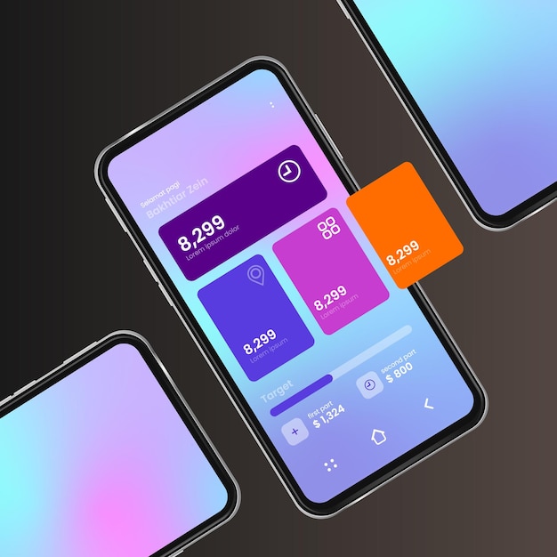 Mobile application UI UX user experience and user interface pop from screen widget apps