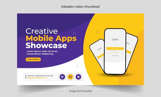 Mobile apps promotion YouTube video thumbnail and web banner template