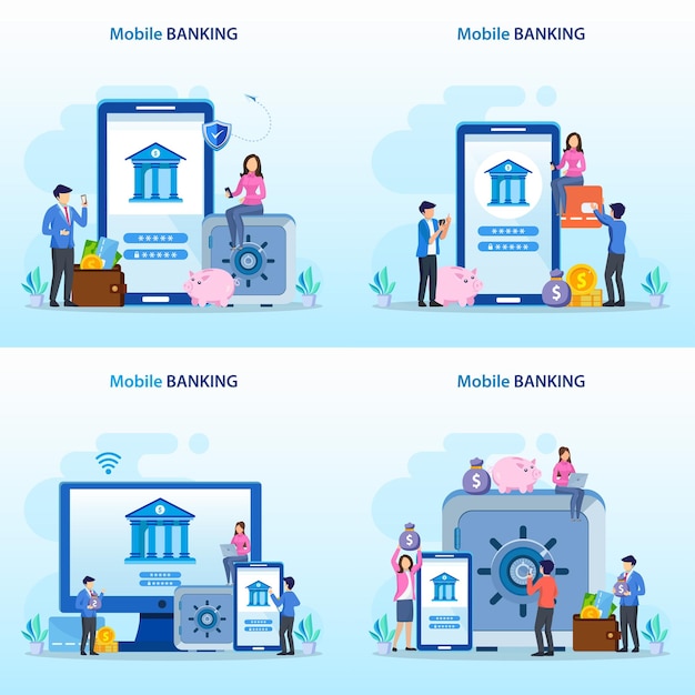 Mobile banking concept illustration vector