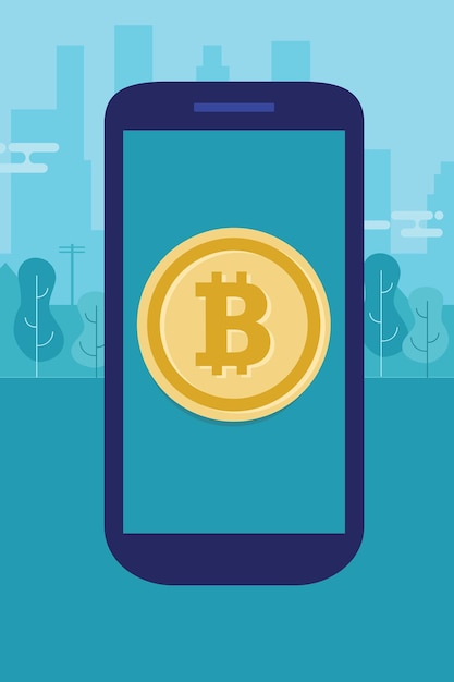 mobile bitcoin on smart phone modern payment digital technology transaction electronic currency