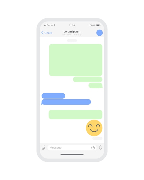 Vector mobile chat app ui concept blank vector template