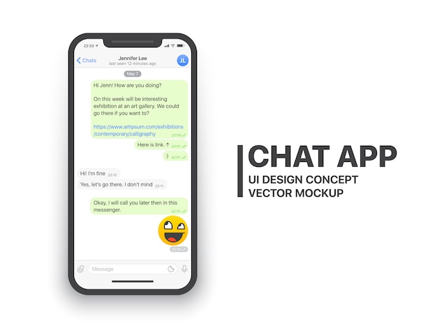 Vector mobile chat app whatsapp telegram messenger ui ux concept