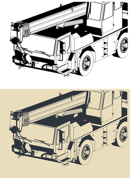 Mobile crane with telescopic boom closeup