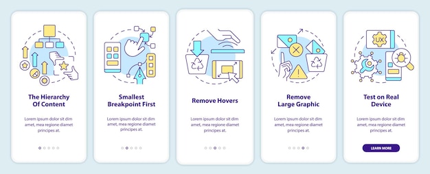 Mobile first design process onboarding mobile app screen