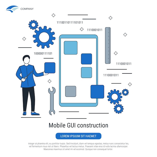 Mobile GUI construction flat design style vector concept illustration