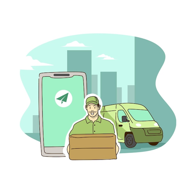 Mobile illustration for delivery job