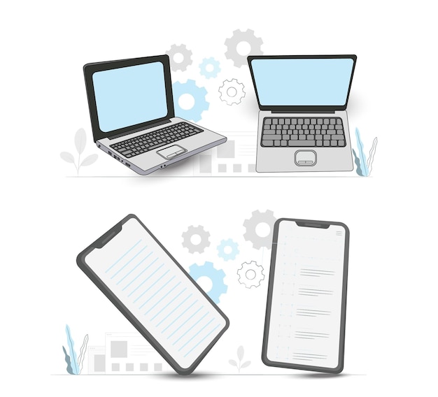 mobile and laptop marketing concept vector illustrations design elements