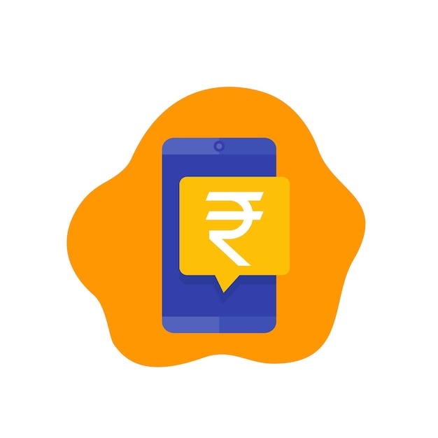 Mobile payment icon with rupee