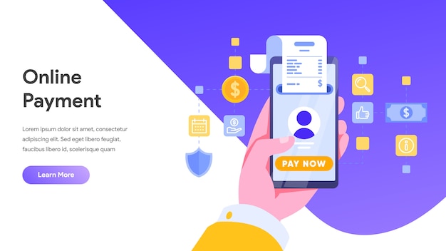 Mobile payment or money transfer concept for Landing Page, Homepage, Website