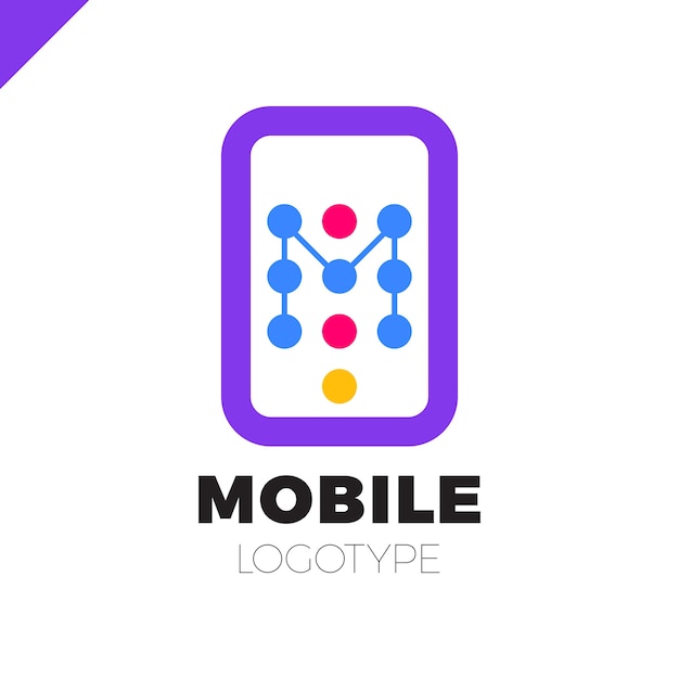 Mobile phone app letter M logo icon design template elements