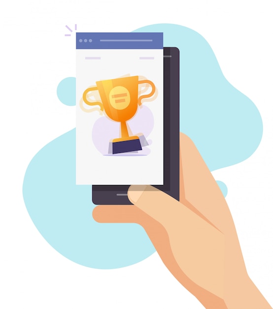 Mobile phone award winner cup game online vector