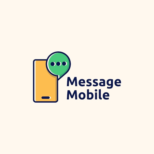 Mobile Phone Bubble Chat Logo Icon Premium Vector