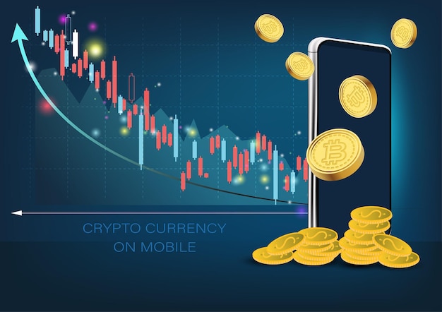 Mobile phone and financia graphtechnology element on mobile phone and bitcoin