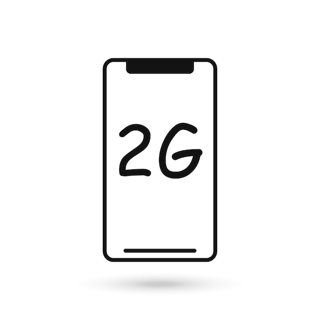 Mobile phone flat design icon with 2g communication technology symbol