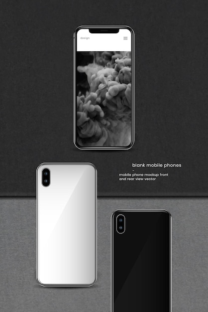 Vector mobile phone mockup front and rear view vector