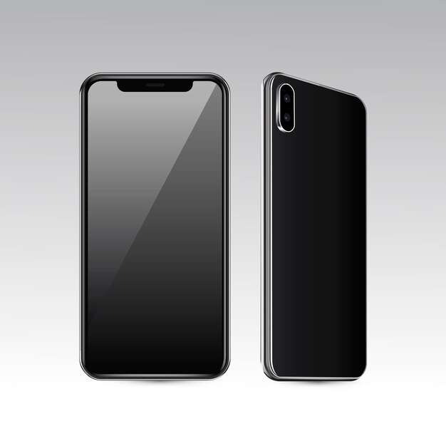 Vector mobile phone mockup front and rear view vector