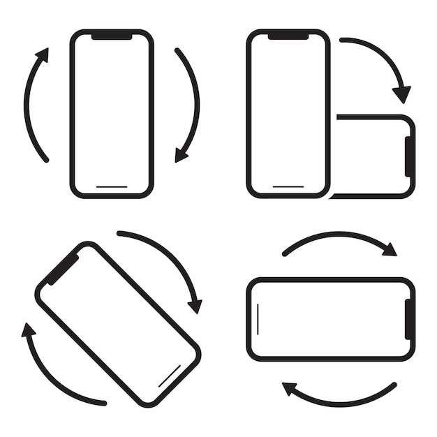 mobile phone rotate icon set in line style device rotation with simple black style symbol sign