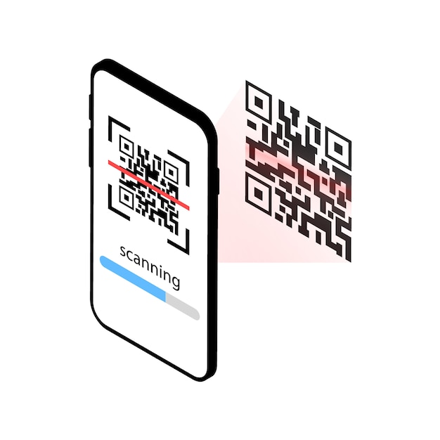 Mobile phone scans qr code. QR scanner