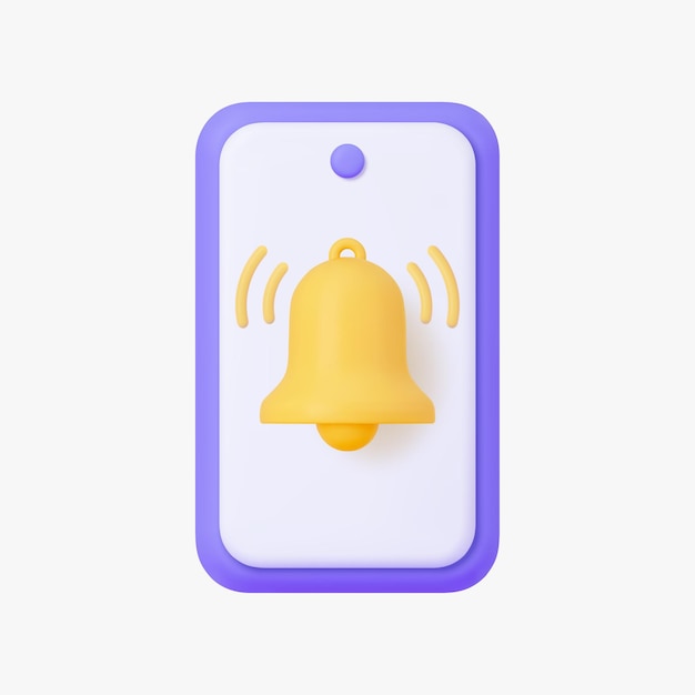 Mobile phone with ringing bell 3d vector icon Isolated on white