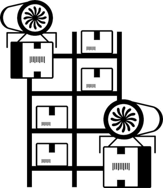 Mobile Rack and Shelving GoodstoPerson concept GTP shuttle workstations vector design Warehouse