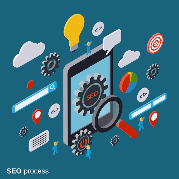 Mobile SEO optimization vector concept