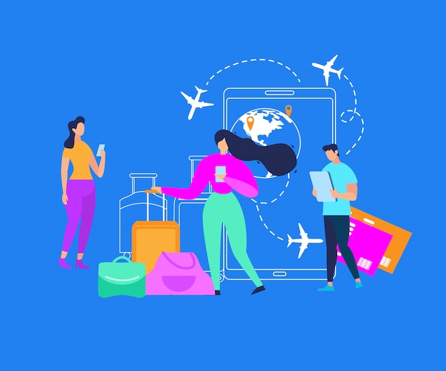 Mobile Services for Traveling People Flat Vector