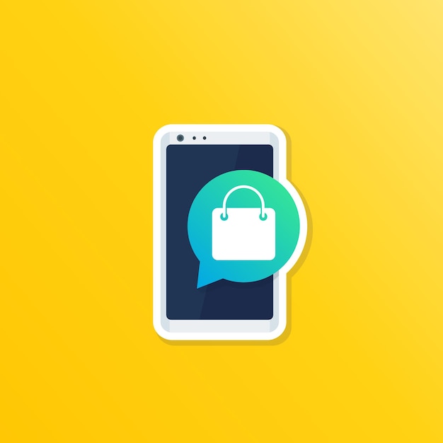 Mobile shopping and e-commerce vector icon