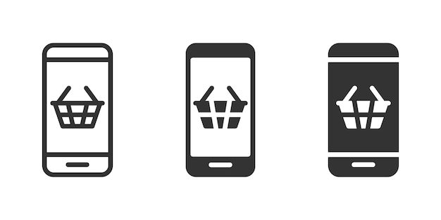 Mobile shopping icon Smartphone icon with shopping basket symbol Vector illustration