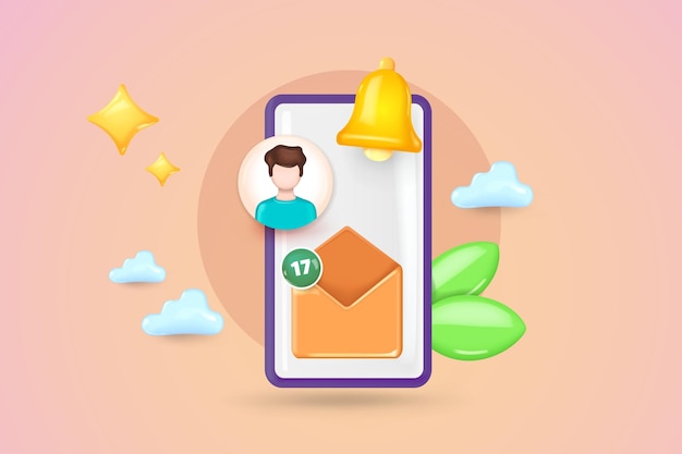 Mobile smart phone with mail app Mail service concept Vector illustration