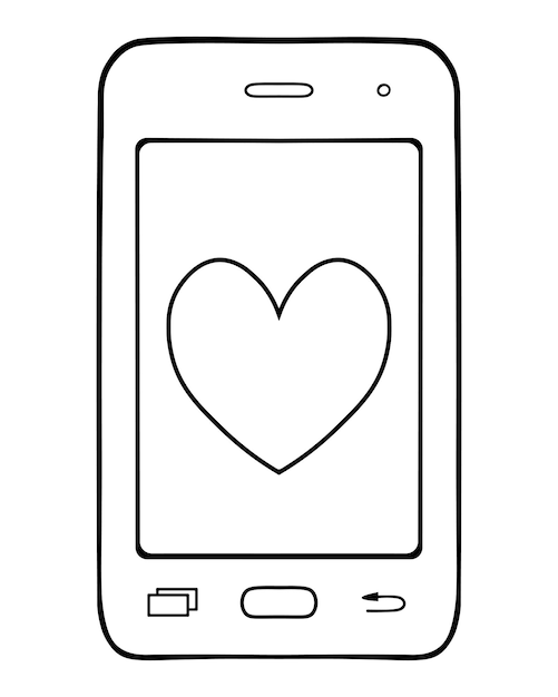 Mobile, smartphone.Sms for you. Sketch. Declaration of love on the phone