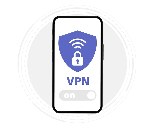 Mobile VPN service concept Phone with secure VPN connection concept Virtual private network Cyber security secure web traffic Internet security software Protect personal data in smartphone