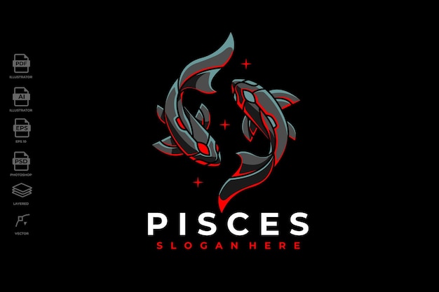 MobileBrand New Design Futuristic and Modern Zodiac Pisces Logo in Mecha Robotic Geometric Design