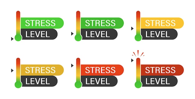 MobileDetermining the level of stress in a person Set of modern icons with different levels of stress for test advertisement or app