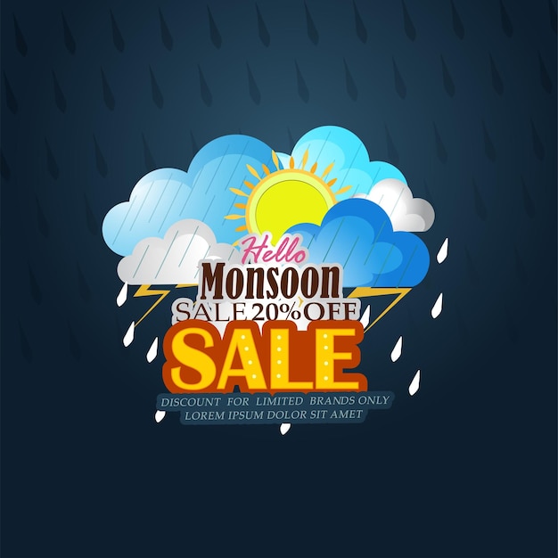 Mobilevector cloudy illustration Banner huge Sale Offer Monsoon Offer for Monsoon season