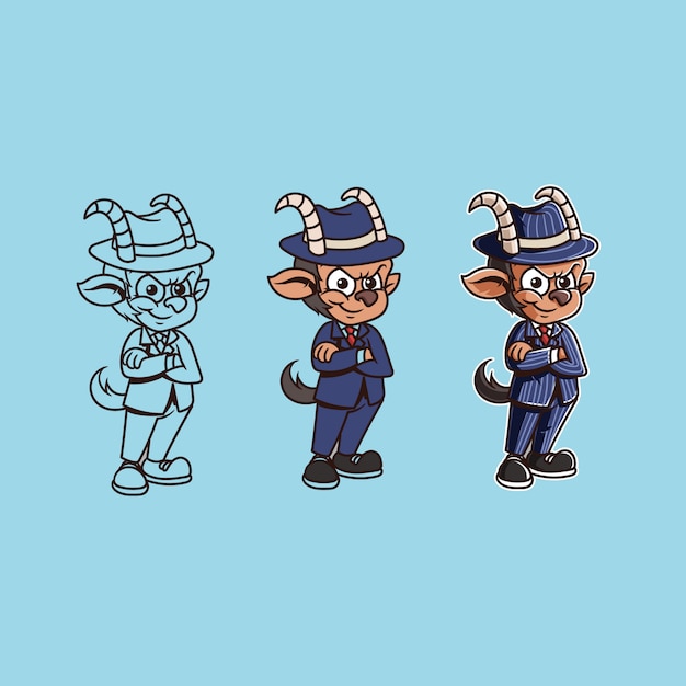 Mobster goat mascot character