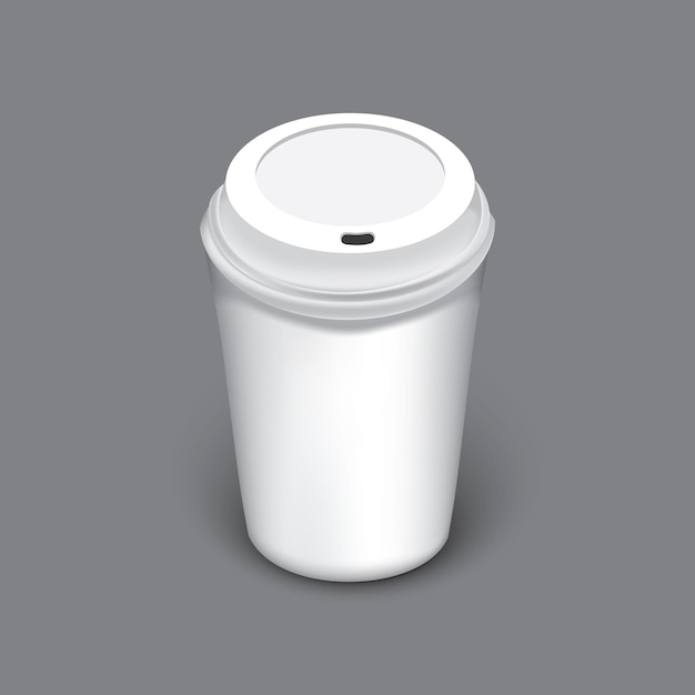 Mock up coffee paper cup on gray colour background