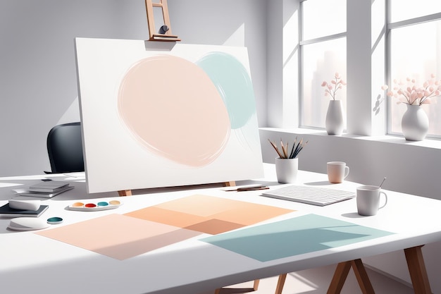 mock up of modern art in interior with empty room 3d render illustration mockup