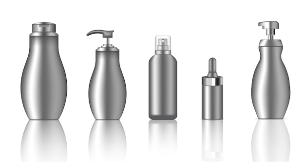 Mock up Realistic Metallic Spray Bottles