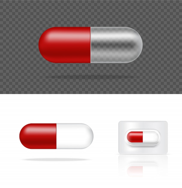 Mock up Realistic Transparent Pill Medicine Capsule