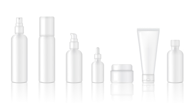 Mock up Realistic White Cosmetic Bottles Product