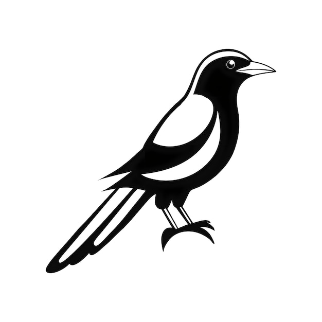 Vector mockingbird auf blue bonnet flower vector silhouette magpie icon simple illustration of male magpie