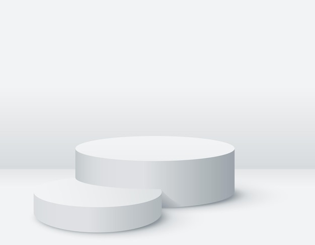 Mockup 2 cylindrical podiums for product presentation on white color background