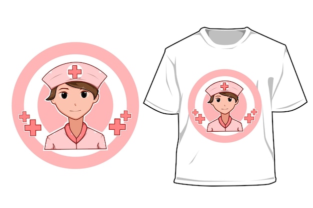 Mockup beautiful nurse cartoon illustration