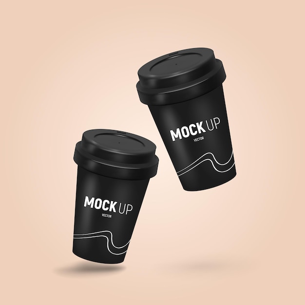 Vector mockup black cup vector mesh illustration eps 10