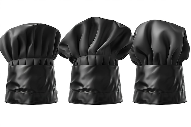 Vector mockup black headwear for the chef collection cook caps and baker toques headdress for kitchen staf