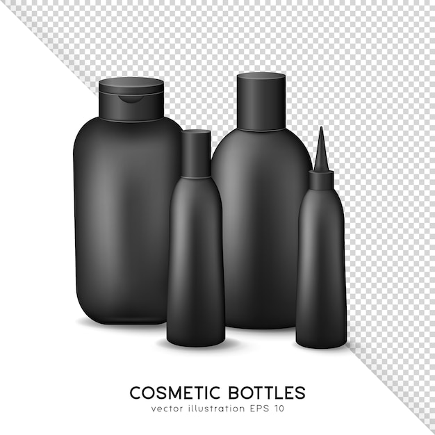 Mockup of cosmetic and medical containers, boxes, packages, bottles, flacons different shapes